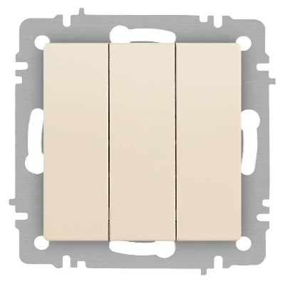 Выключатель 3-кл. СП Accent 6-106-02 10А IP20 250В AL/CU сл.кость Intro Б0063534