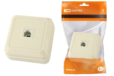 Розетка TФ (RJ-11) открытой установки IP20, сл. кость "Ладога" TDM