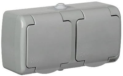 Розетка 2-м ОП AQUATIC РСш22-2-А 16А IP54 с заземл. с крышкой GENERICA ERA22-K03-16-54