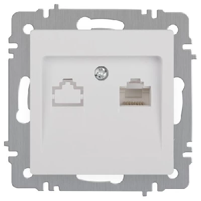 Розетка компьютерная 1-м СП Accent 6-303-01 RJ45 IP20 бел. Intro Б0063624