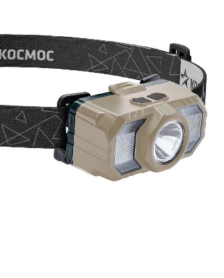 Фонарь аккумуляторный налобный 2Вт LED+2Вт SMD LED+красн. съемные Li-ion 2х18650 1200мА.ч=2400 мА.ч корпус ABS-пластик USB-шнур регулируемый эласт. ремешок КОСМОС KOC506Lit