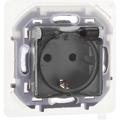 Розетка 1-м СП Inspiria 16А IP44 250В 2P+E защ. шторки с крышкой немецк. стандарт механизм алюм. IEK 673742