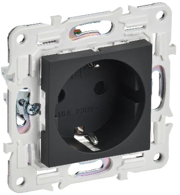 Розетка SKANDY 16А с заземл. защ. шторки SK-R04G графит IEK SK-R14-16-K53