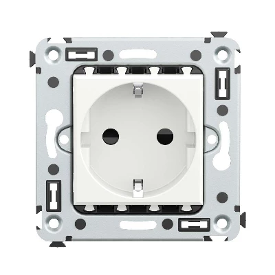 Розетка 1-м СП 2мод. Avanti "Белое облако" 16А IP20 2P+E защ. шторки бел. DKC 4400003