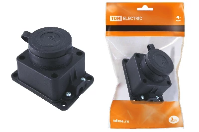 Розетка настенная с заглушкой каучук 2Р+РЕ 16А 250В IP44 TDM
