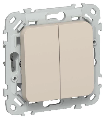 Выключатель 2-кл. СП FLITE ВС12-1-0-ФлЛ 10А механизм льняной IEK FI-V20-0-10-1-K88