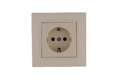 Розетка 1-м Karea RIZZ с заземл. керамика крем Makel 88010008