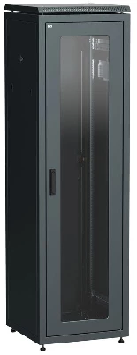 Шкаф сетевой 19дюйм LINEA N 42U 600х800мм стеклянная передняя дверь задняя металлическая черн. ITK LN05-42U68-GM