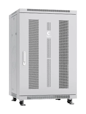 Шкаф монтажный телекоммуникационный напольн. ND-05C-18U60/100 19дюйм 18U 600х1000х988мм для распределит. и серверн. оборудования; передн. и задн. перфорир. двери ручка с замком RAL 7035 сер. Cabeus 7883c