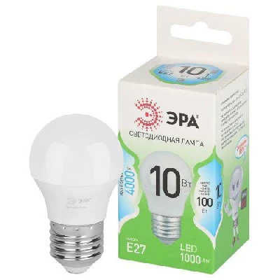 Лампа светодиодная GREEN LINE P45-10W-840-E27 GL 10Вт шар 4000К яркий свет бел. E27 Эра Б0067040