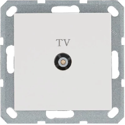 Розетка телевизионная проходная TV Ф9.5мм механизм бел. глянцевый Jasmart G6002W
