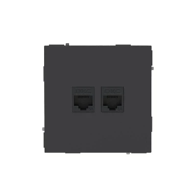 Розетка компьютерная 2-м KANT RJ45 кат.6A без шторки черн. уголь DKC 7012674