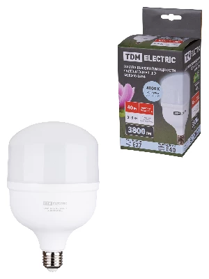 Лампа светодиодная T 40 Вт, 230 В, 4000 К, E27 (120х190 мм) TDM