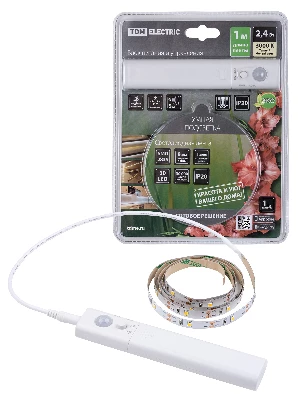 Умная подсветка SMD2835-30LED/m-IP20-5В-2.4Вт-3000 К(1 м), датчик движ., 4хААА TDM