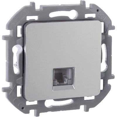 Розетка телефонная СП Inspiria RJ11 IP20 механизм алюм. IEK 673822