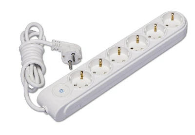 Удлинитель 6х2м с заземл. 16А IP20 ПВС 3х1.5 с выкл. защ. шторки Makel N6310034