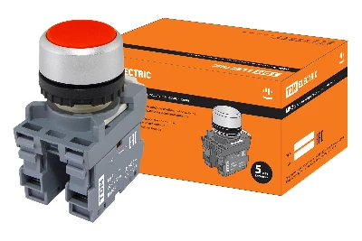 Кнопка с фиксацией MP2-20R в сборе d22мм 1з+1р красная TDM