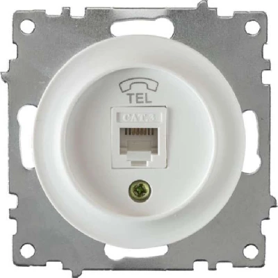 Розетка телефонная 1-м СП Florence RJ11 механизм бел. (1E20601300) OneKeyElectro 2172769