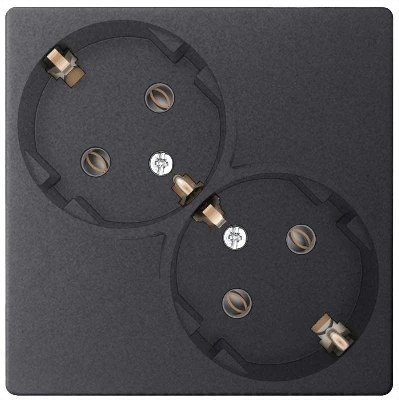 Розетка 2-м СП Simon 24 16А IP20 2х2P+E Schuko без защ. шторок механизм графит Simon 2450459-038