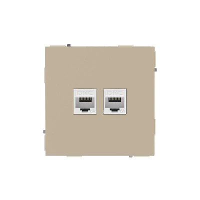 Розетка компьютерная 2-м KANT RJ45 кат.6A без шторки ванильн. марципан DKC 7015674