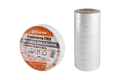 Изолента ПВХ профессиональная 0.18х19мм Белая 20м TDM