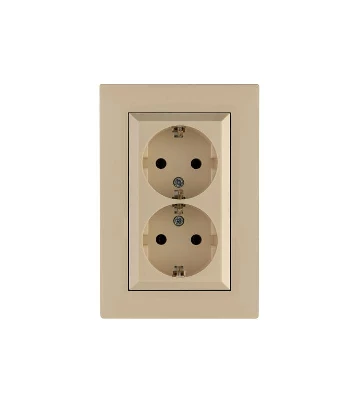 Розетка 2-я Karea RIZZ с заземл. крем Makel 88010082