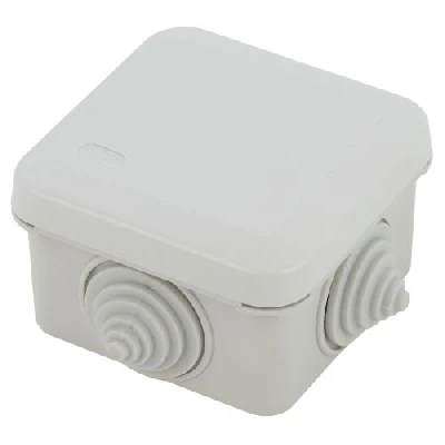 Коробка распаячная KORz-70-70-40-4gv открытой установки 70х70х40мм защелк. крышка 4 вставл. сальника IP55 Эра Б0055758