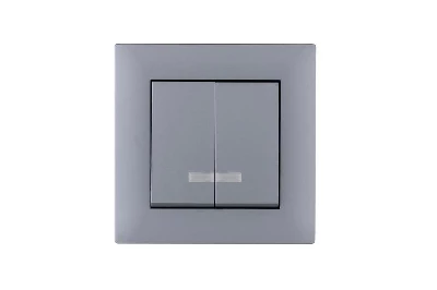 Выключатель 2-клав. с подсветкой Karea RIZZ STAR сер. Makel 88065023