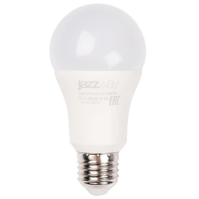 Лампа светодиодная низковольтная PLED-A60 MO 20Вт 6500К холод. бел. E27 12-48В AC/DC Pro JazzWay 5050655