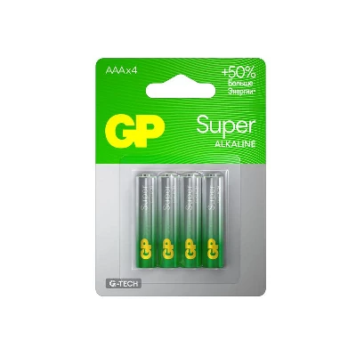 Элемент питания алкалиновый AAA/LR03 1.5В Super Alkaline G-Tech 24AA21-2CRSBC4 40/160 (блист.4шт) GP 21385