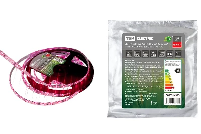 Лента светодиодная SMD2835-60 LED/м-IP20-12 В-4.8 Вт/м-красный (5 м) TDM