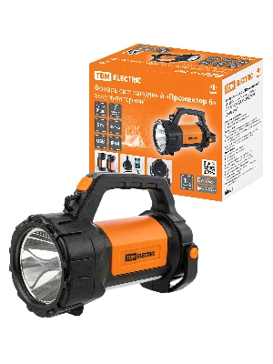 Фонарь светодиод. "Прожектор 6", 5 Вт LED+10 SMD+9 SMD, 400 лм, 3.7 В 2х18650 2.4 А*ч, USB, TDM