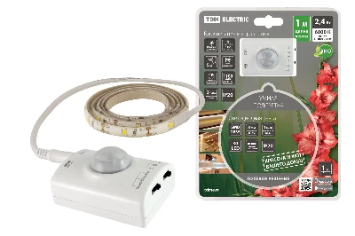 Умная подсветка SMD2835-30LED/m-IP20-5В-2.4Вт-6000К(1 м),датчик движ.и освещ.,акк. Li-Ion1100мАч TDM