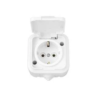 Розетка 1-м ОП 16А IP54 с заземл. с крышкой бел. Bylectrica РА16-297