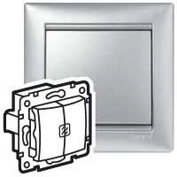 Выключатель 2-кл. СП Valena 10А IP31 с подсветкой механизм алюм. (DIY-упак.) IEK 694344