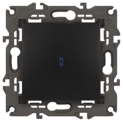 Выключатель 1-кл. СП Elegance 14-1102-05 10А IP20 250В 10AX с подсветкой механизм антрацит Эра Б0034219