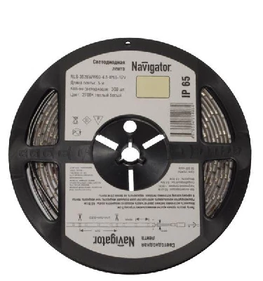 Лента светодиодная 71 411 NLS-3528WW120-9.6 IP65 12B R5 9.6Вт/м (уп.5м) Navigator 71411