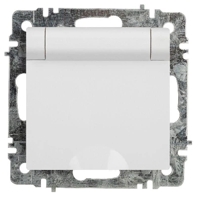Розетка 1-м СП Accent 6-203-01 16А IP20 250В 2P+E Schuko с крышкой AL/CU бел. Intro Б0063709