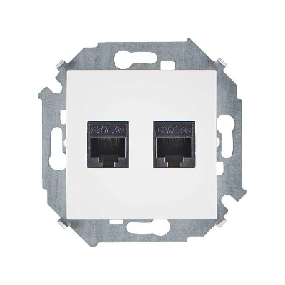 Розетка компьютерная 2-м Simon 15 RJ45 кат.5E AMP механизм бел. Simon 1591552-030