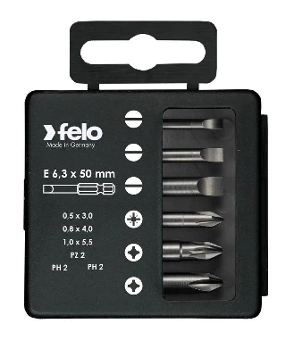 Набор бит SL/PZ/PH Industrial 50мм в кейсе 6 бит FELO 03092516