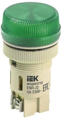 Лампа сигнальная ENR-22 d22мм 240В зел. цилиндр неон GENERICA BLS40-ENR-K06