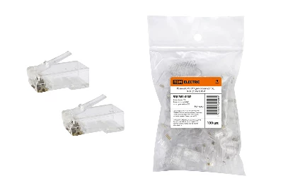 Разъем RJ-45 UTP для кабеля кат. 5Е, 8P8C (100шт) TDM