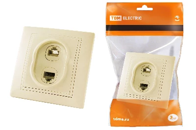 Розетка телефонная RJ11 + компьютерная RJ45 сл. кость "Таймыр" TDM