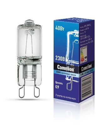 Лампа галогенная 40Вт капсула прозрачная G9 3000К 230В Camelion 5553
