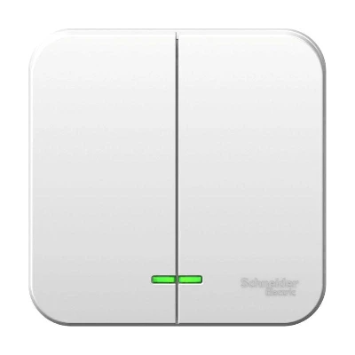 Выключатель 2-кл. ОП Blanca 6А IP20 (сх. 5) 250В с подсветкой с изолир. пластиной бел. SE BLNVA065111