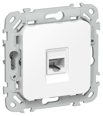 Розетка компьютерная СП FLITE РК6-1-0-ФлБ RJ45 кат.6 UTP механизм бел. IEK FI-K12-2-K01