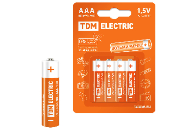 Элементы питания LR03 AAA Alkaline 1.5V BP-4 TDM