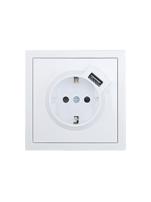 Розетка 1-м ZIMA IP20 + USB с заземл. механизм бел. LEZARD 704-0288-181