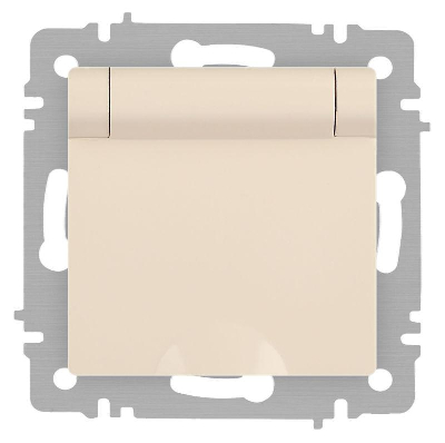 Розетка 1-м СП Accent 6-203-02 16А IP20 250В 2P+E Schuko с крышкой сл.кость Intro Б0063716