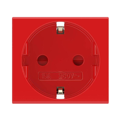 Розетка 1-м 2мод. Viva 16А IP20 2P+E с заземл. защ. шторки красн. DKC 45015